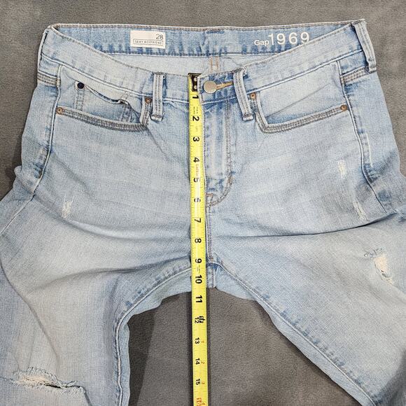 Gap 1969 Jeans Sexy Boyfriend Size 28 Stretchy Light Wash Distressed - Picture 8 of 10